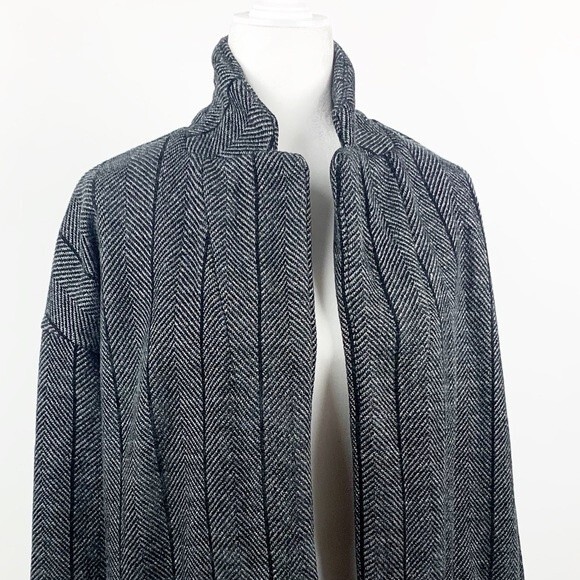 Revolve NEW Bobi Los Angeles Herringbone Knit Jacket Oversized Open Front Size S - Picture 2 of 13